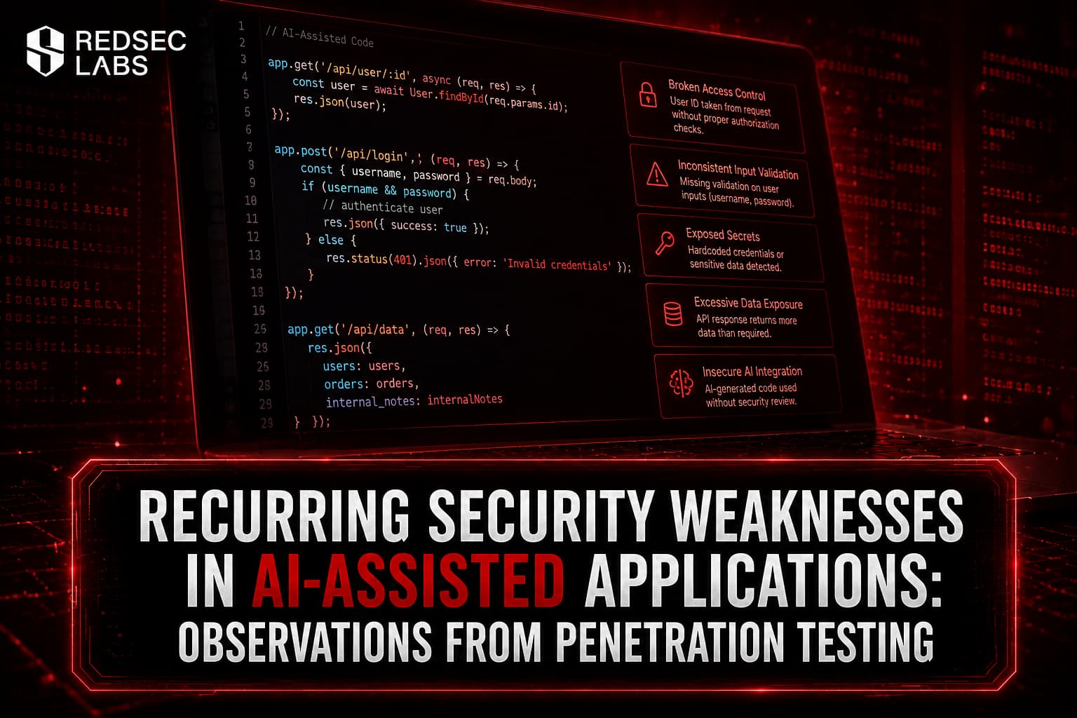 Recurring Security Weaknesses in AI-Assisted Applications: Observations from Penetration Testing